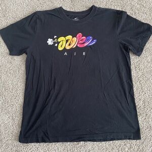 Nike Air Shirt Mens/Boys Size M Black Tee Casual Balloon Spell Out Logo